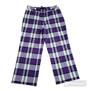 Women's plaid wide leg trousers